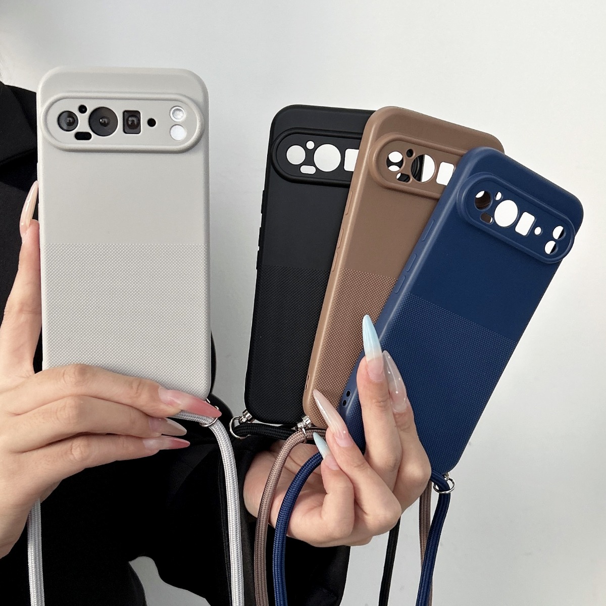 Google Pixel 9 Pro - 크로스바디 랜야드 스트랩 무광 TPU 폰