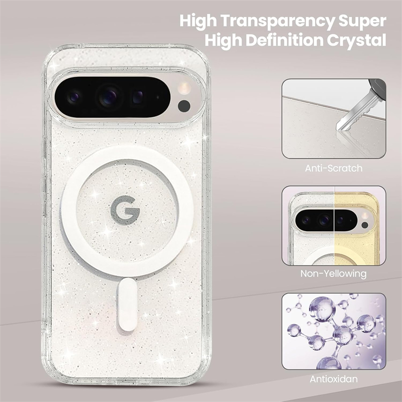마그네틱 블링 글리터 투명 반짝이 스파클 폰 케이스 ( - Google Pixel 9 리뷰 및 가격