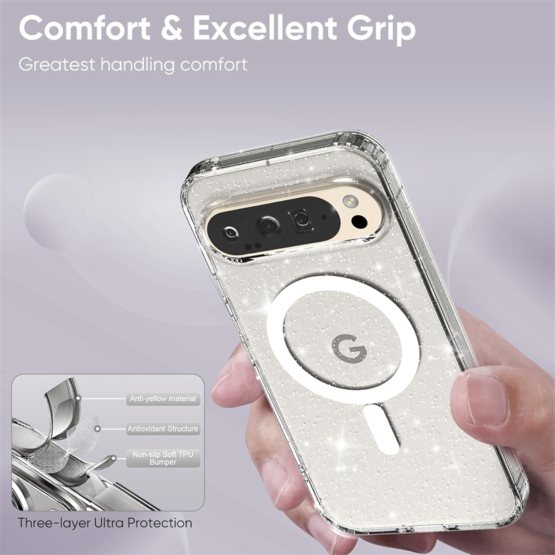 마그네틱 블링 글리터 투명 반짝이 스파클 폰 케이스 ( - Google Pixel 9 리뷰 및 가격